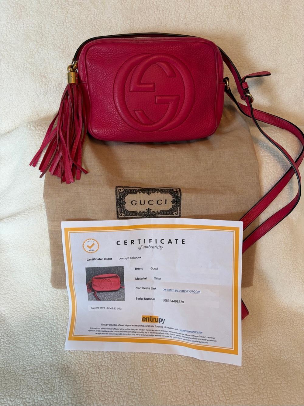 Gucci Soho Disco Bag in Fuchsia Leather with Tassel